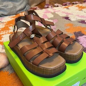 Sam Edelman Brown Gladiator Sandals with Chunky Sole